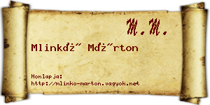 Mlinkó Márton névjegykártya